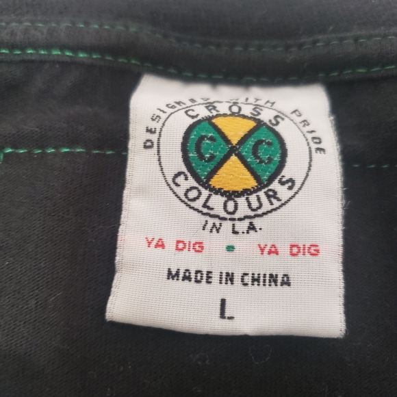 Cross Colours VINTAGE y2k short sleeve t-shirt Men's large white black green - Picture 10 of 11